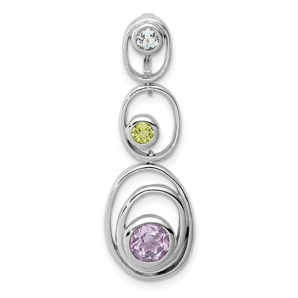 Blue Topaz and Amethyst Charm Pendant Sterling Silver Peridot 